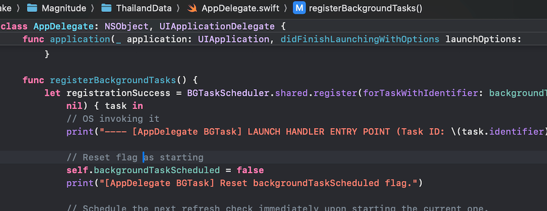 iQuake app Swift code